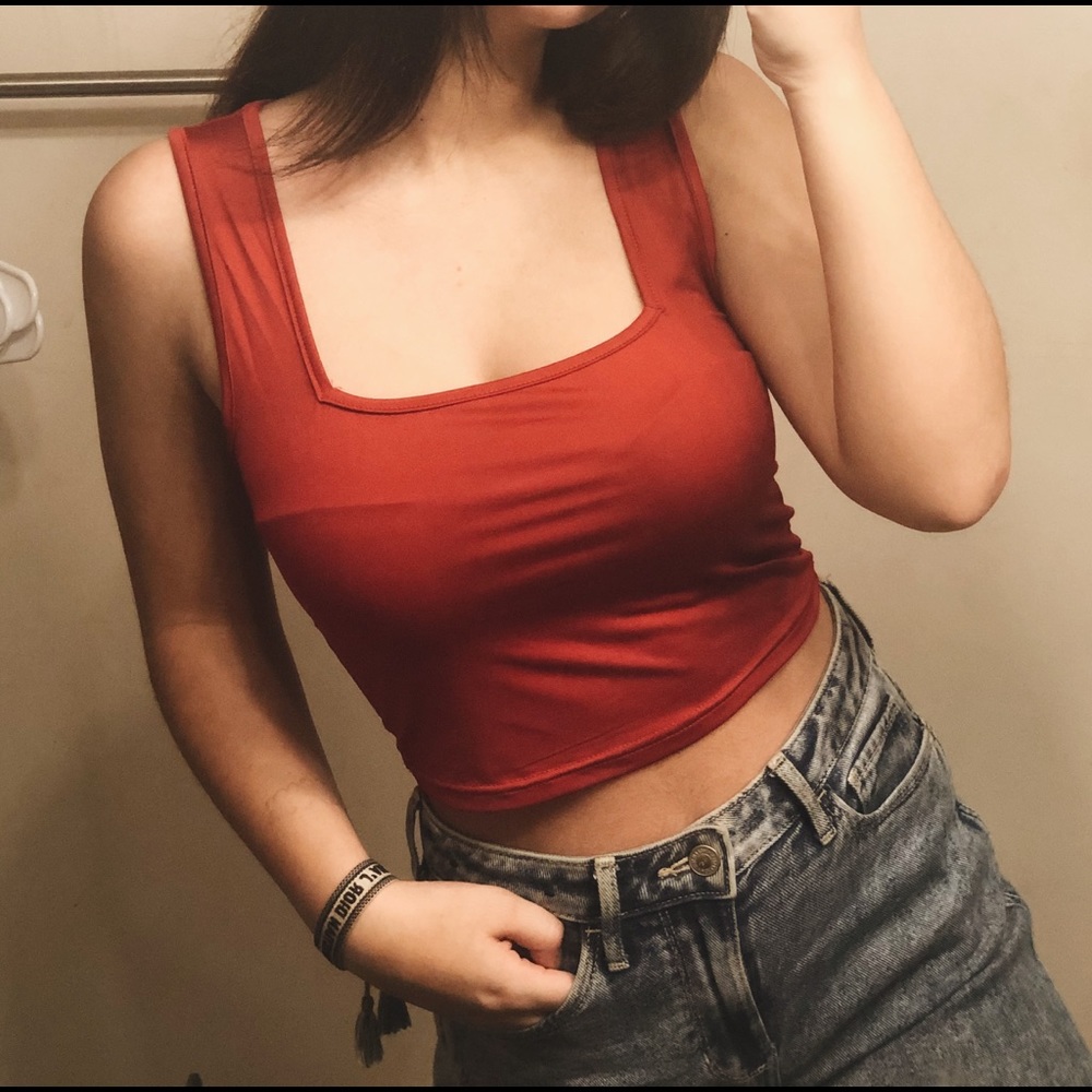 Red crop top